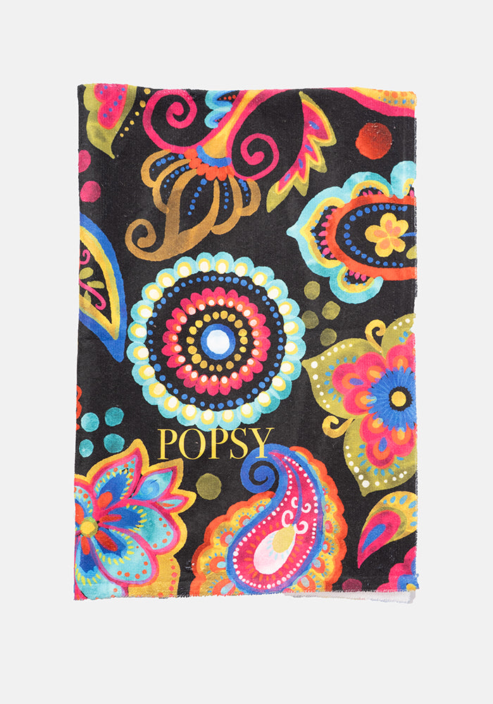 Third angle of Painted Paisley Print Hand Towel
