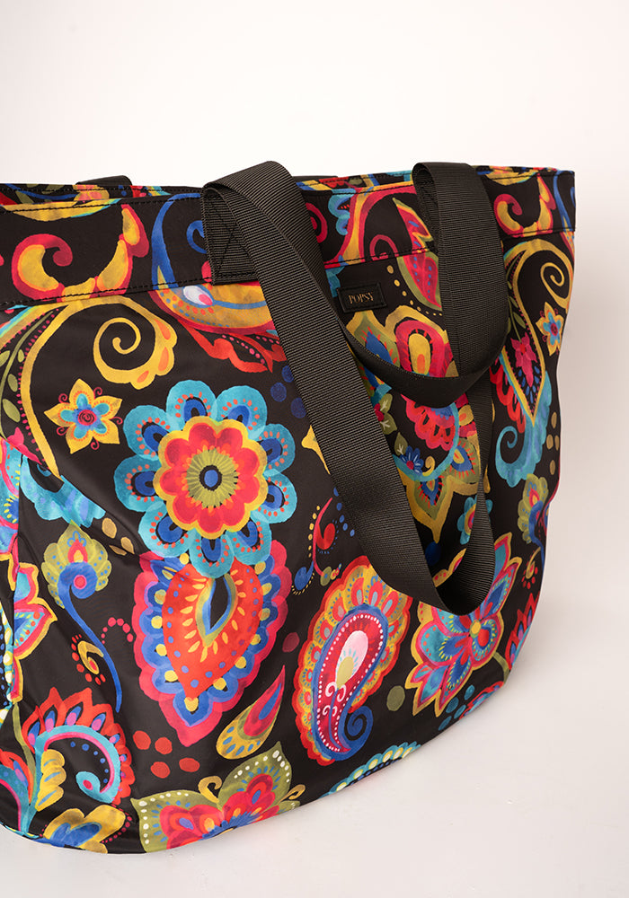 Painted Paisley Print Beach Bag