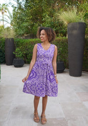 Aleah Purple Tile Print Dress