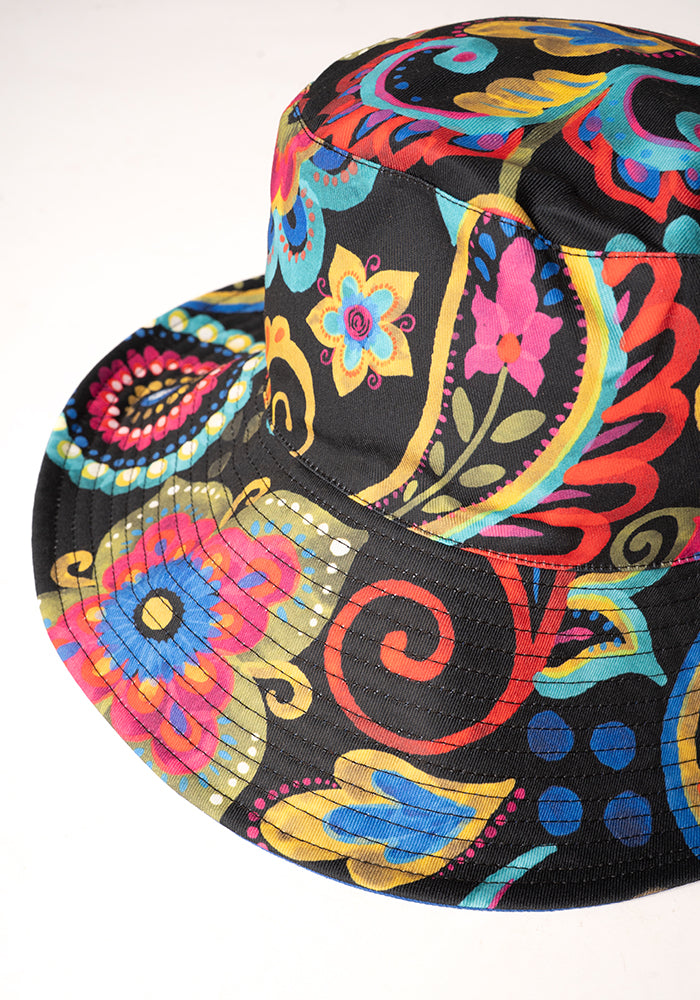 Sixth angle of Painted Paisley Print Bucket Hat