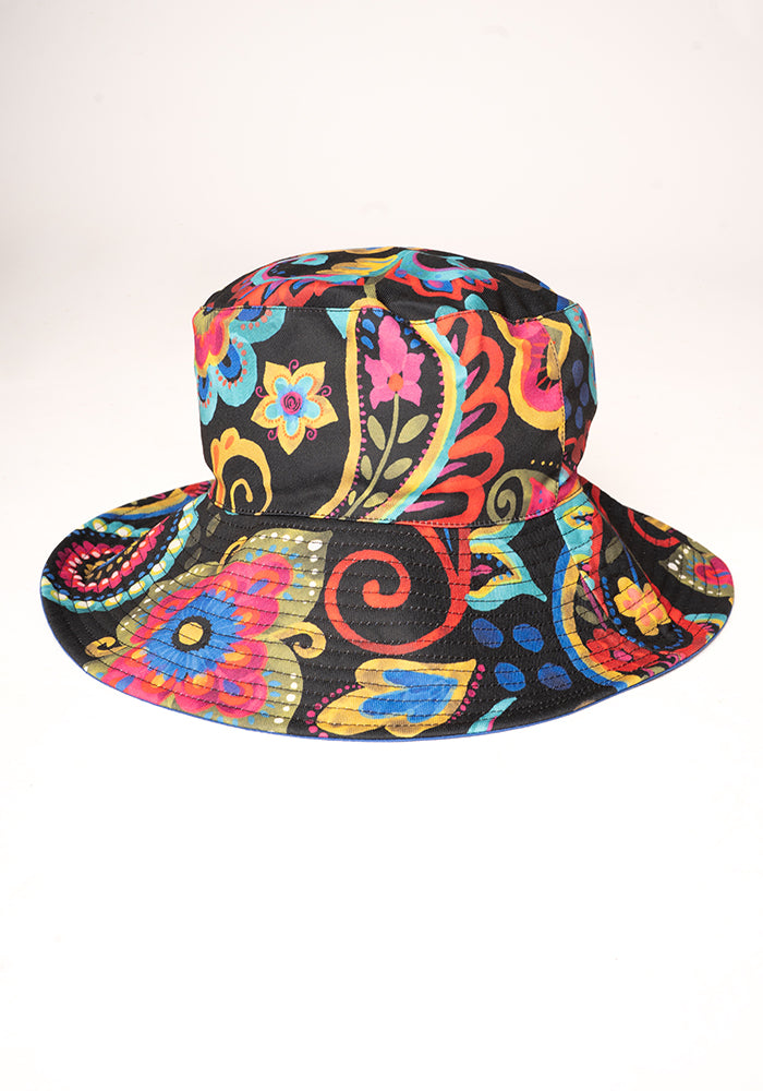 Fifth angle of Painted Paisley Print Bucket Hat
