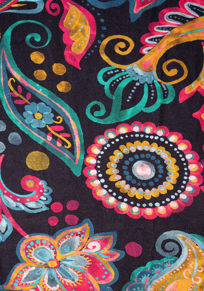 Second angle of Chloe Painted Paisley Print Viscose Culotte Leg Jumpsuit
