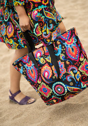 Painted Paisley Print Beach Bag