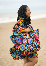Painted Paisley Print Beach Bag