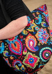 Painted Paisley Print Beach Bag