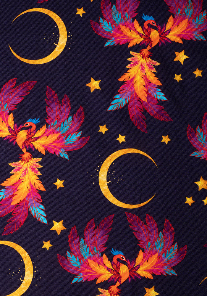 Palmer Purple Phoenix Print Cotton Midi Dress