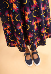 Palmer Purple Phoenix Print Cotton Midi Dress