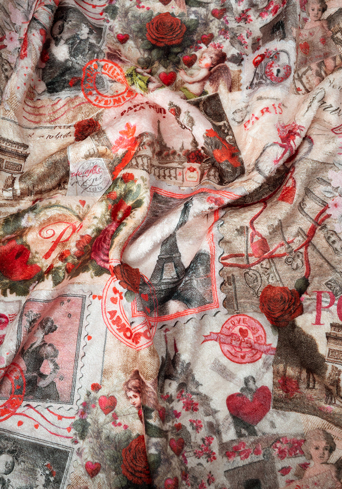 Fourth angle of Pop-under Paris Print Plush Blanket