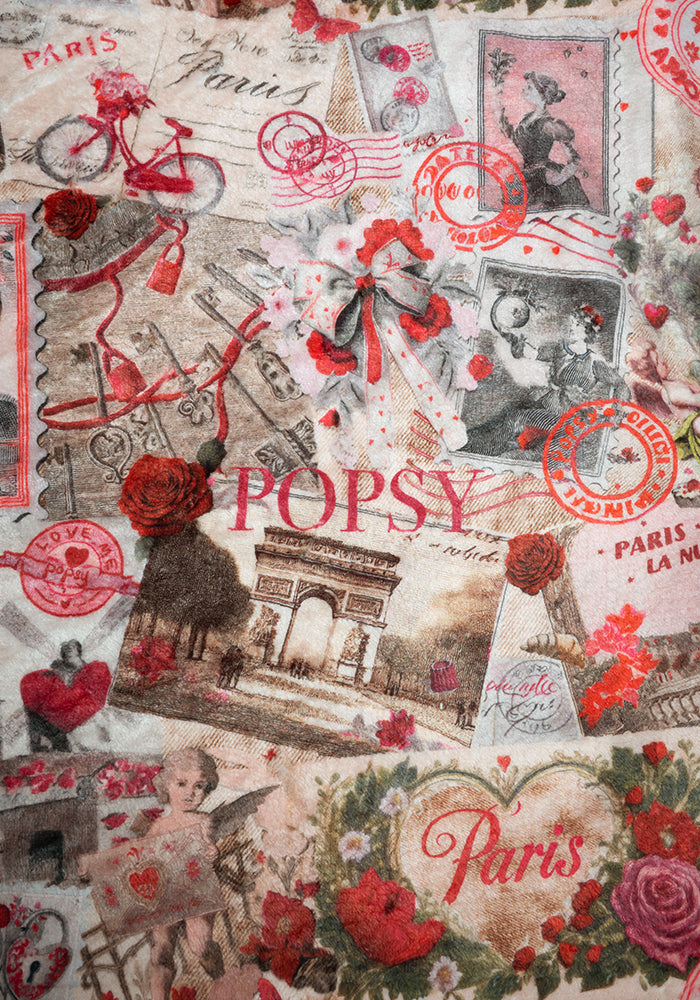 Second angle of Pop-under Paris Print Plush Blanket