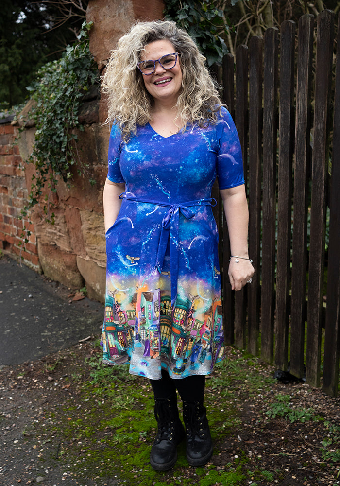 Parvati Magical Street Market Print Dress