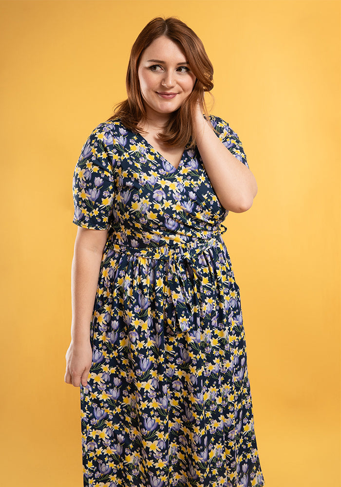 Pascala Crocus & Daffodils Print Midi Dress