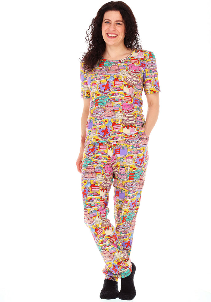 Fifth angle of Patisserie Print Tapered Leg Cotton Pyjama Set