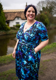 Pattie Abstract Butterfly Print Midi Dress