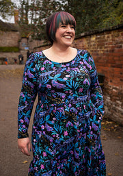 Odessa Mystical Moths Print Cotton Midaxi Dress