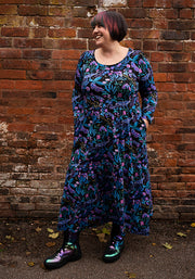 Odessa Mystical Moths Print Cotton Midaxi Dress