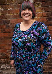 Odessa Mystical Moths Print Cotton Midaxi Dress