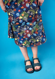 Pearl Tropical Coral Print Midi Dress