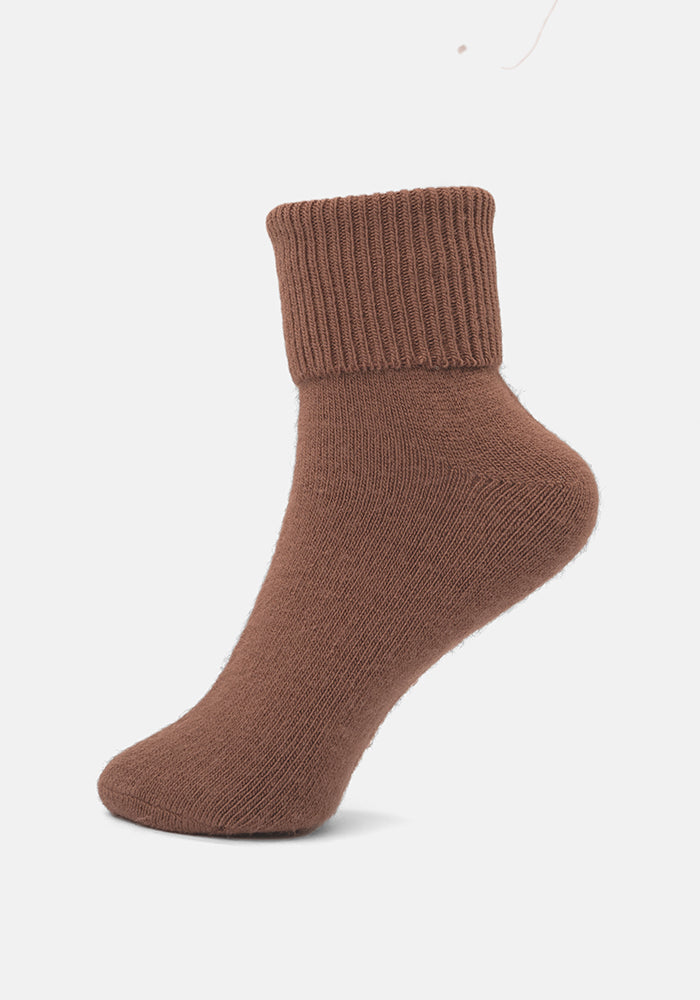 Front view of Pecan Brown Cosy Socks