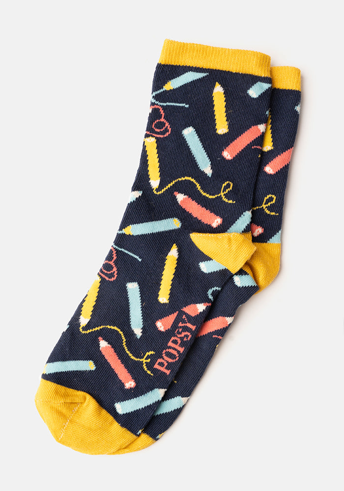 3 Pack Pages, Rainbow & Pencil Knit Socks