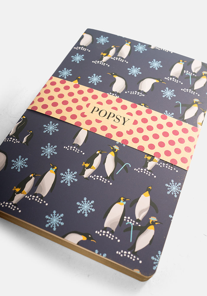 Sixth angle of Cute Penguin Print Notebook - Colourful Quirky Journal Gift
