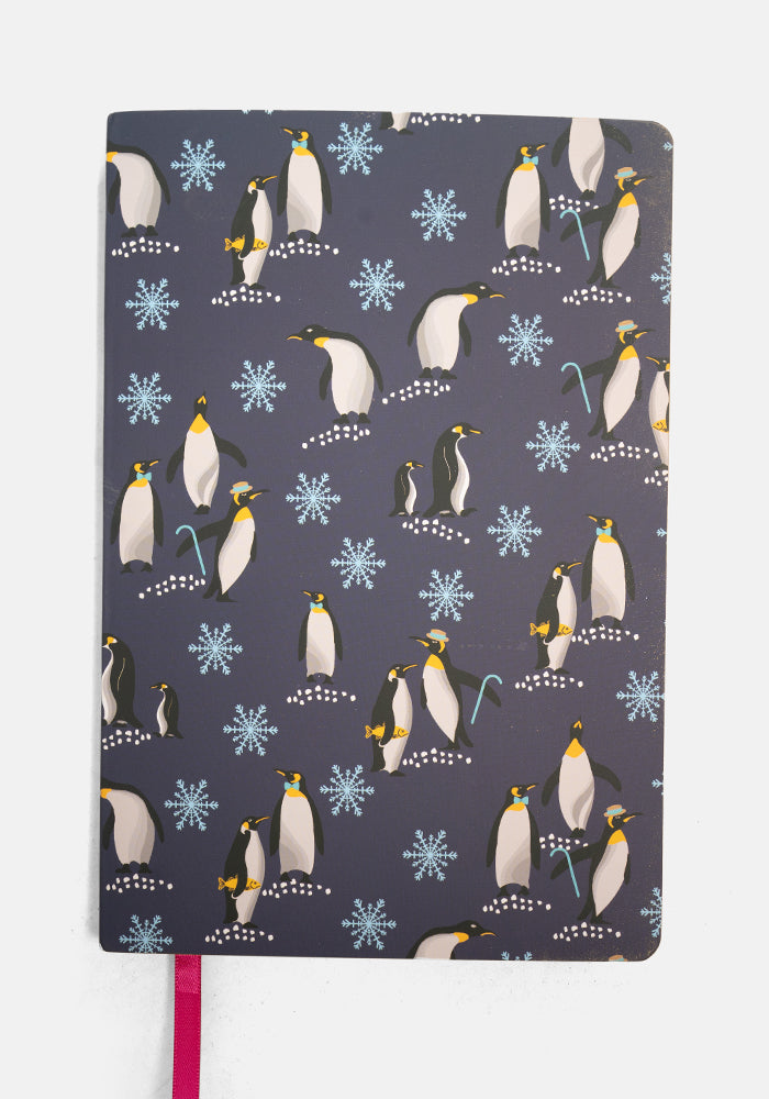 Fifth angle of Cute Penguin Print Notebook - Colourful Quirky Journal Gift