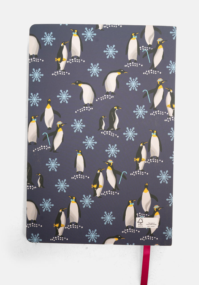 Second angle of Cute Penguin Print Notebook - Colourful Quirky Journal Gift