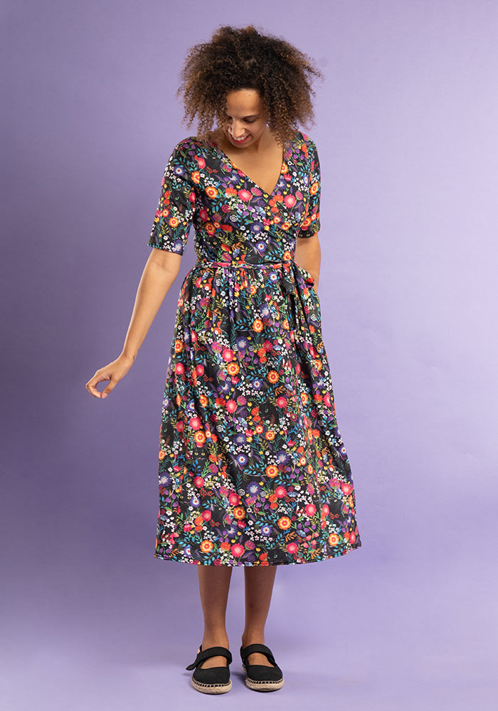 Pepper Hidden Cat Print Midi Dress