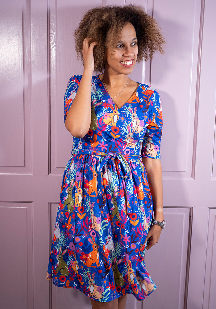 Third angle of Petal Garden Bunnies Print Dress