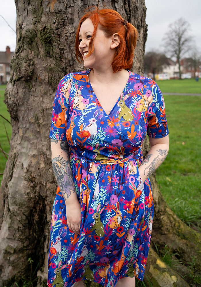 Fifth angle of Petal Garden Bunnies Print Dress