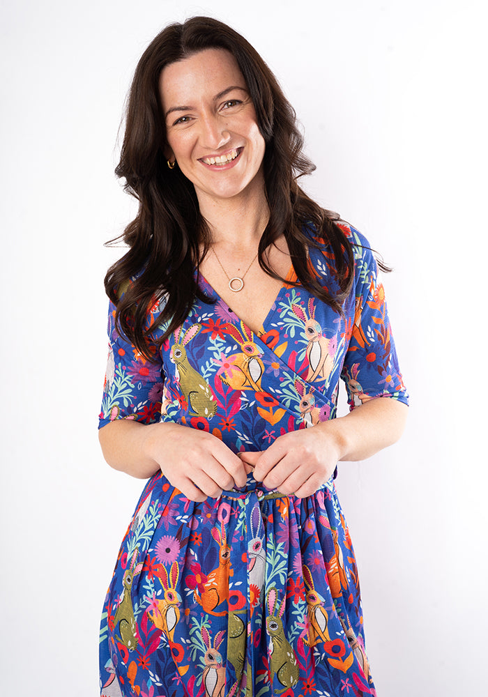 Sixth angle of Petal Garden Bunnies Print Dress