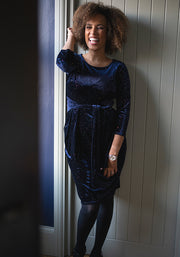 Phoenix Navy Sparkle Velvet Dress