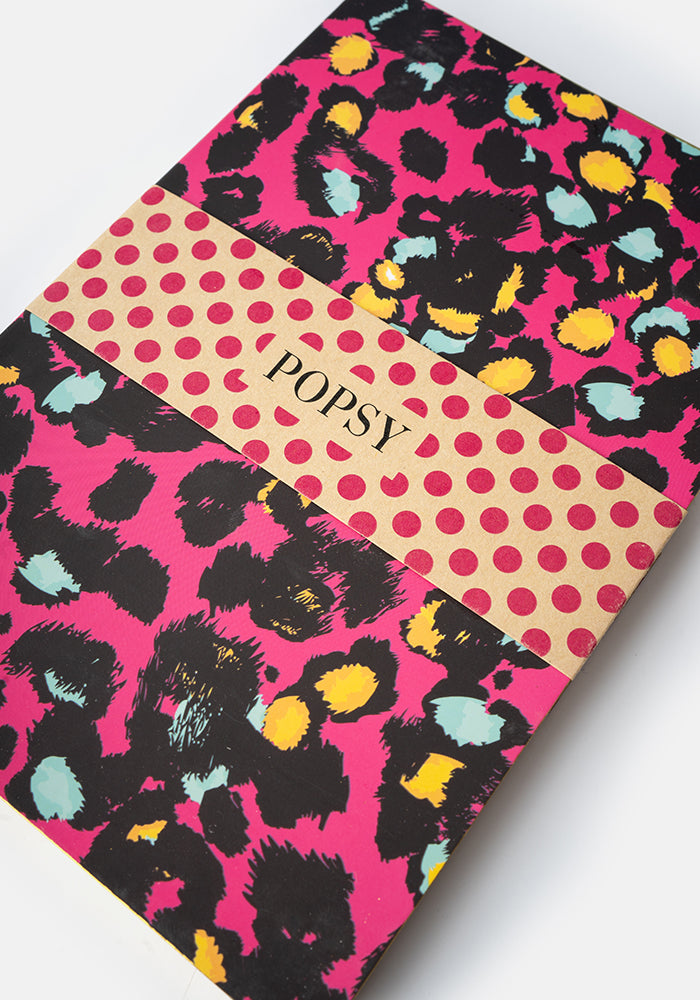 Tenth angle of Cute Pink Animal Print Notebook - Colourful Quirky Journal Gift
