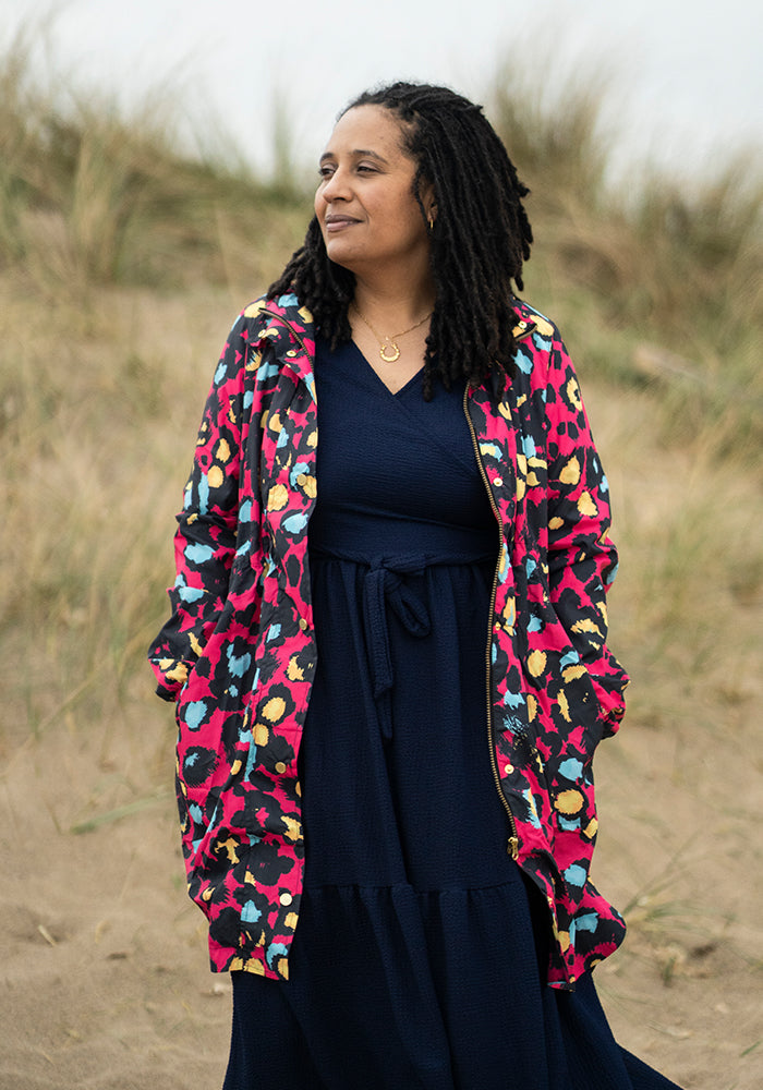 Seventh angle of Pink Animal Print Popsy Coat