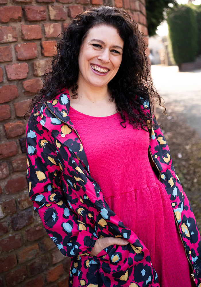 Third angle of Pink Animal Print Popsy Coat