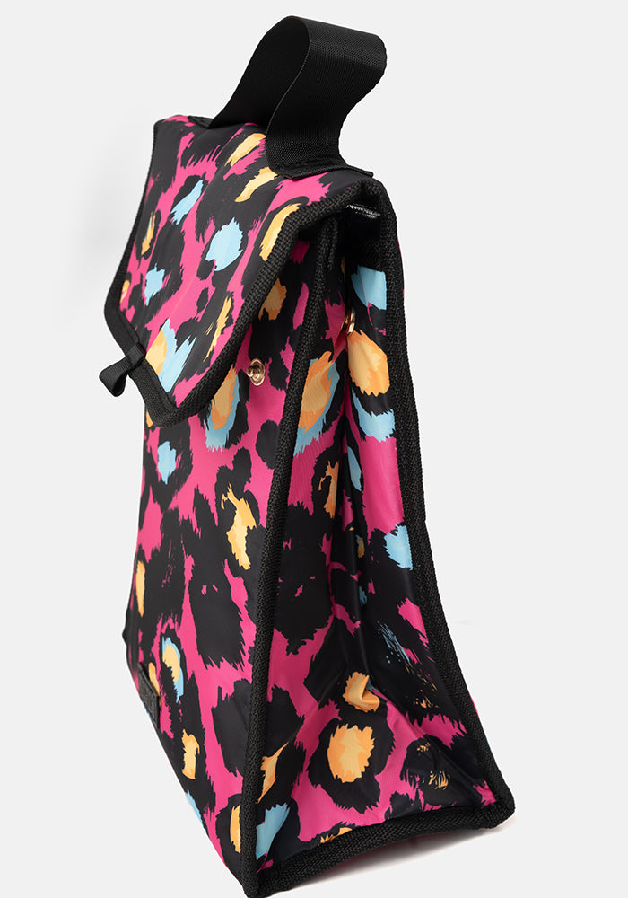 Second angle of Pink Animal Print Popsy Lunch Bag
