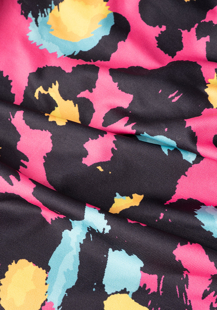 Second angle of Pink Animal Print Side Ruched Swimsuit