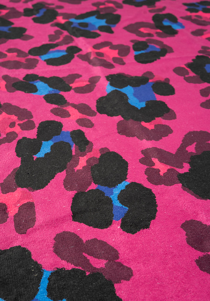 Fourth angle of Large Scale Pink Animal Print Large Towel
