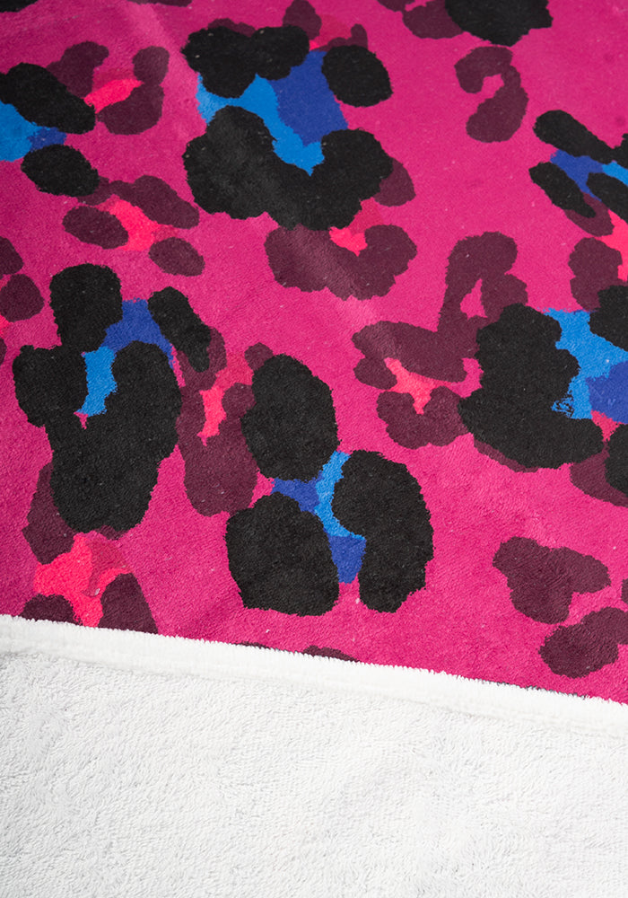 Third angle of Large Scale Pink Animal Print Hand Towel