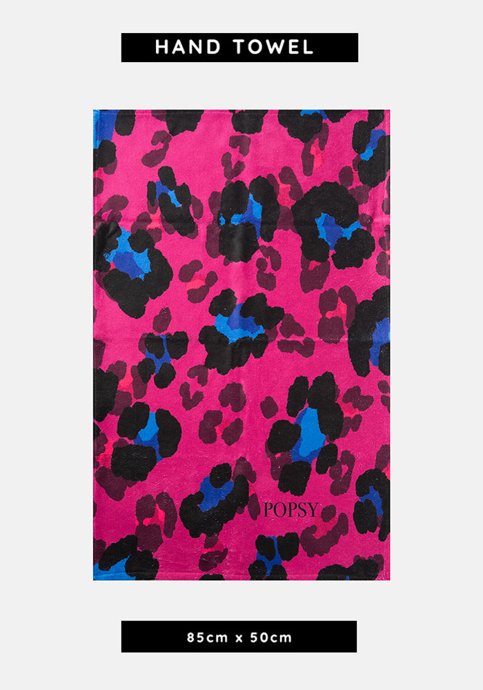 Front view of Large Scale Pink Animal Print Hand Towel