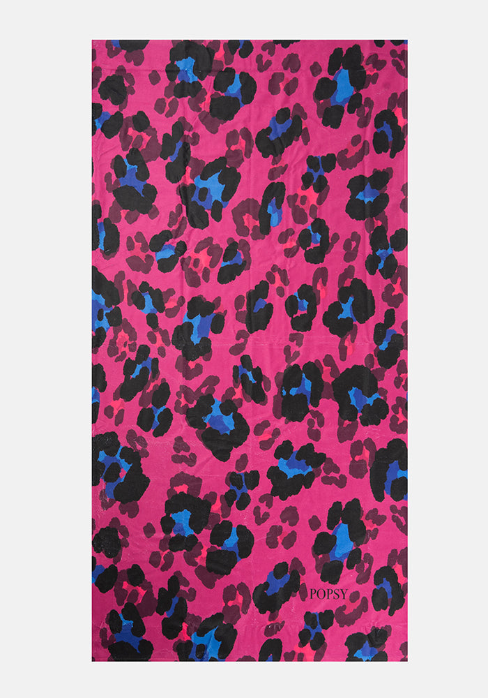 Front view of Large Scale Pink Animal Print Large Towel
