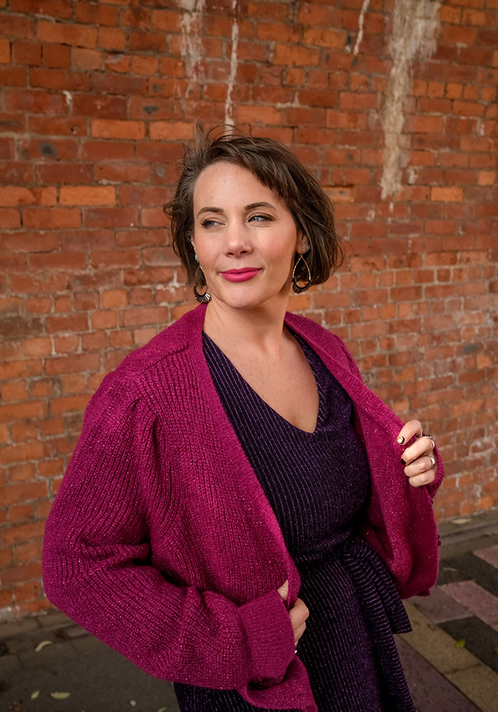 Pink Lurex Cardigan