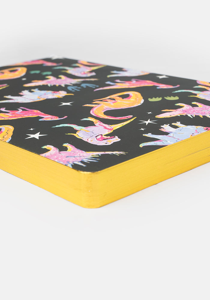 Sixth angle of Cute Pink Dinosaur Print Notebook - Colourful Quirky Journal Gift