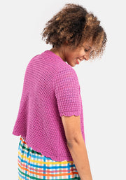 Pink Scallop Short Sleeve Cardigan