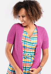Pink Scallop Short Sleeve Cardigan
