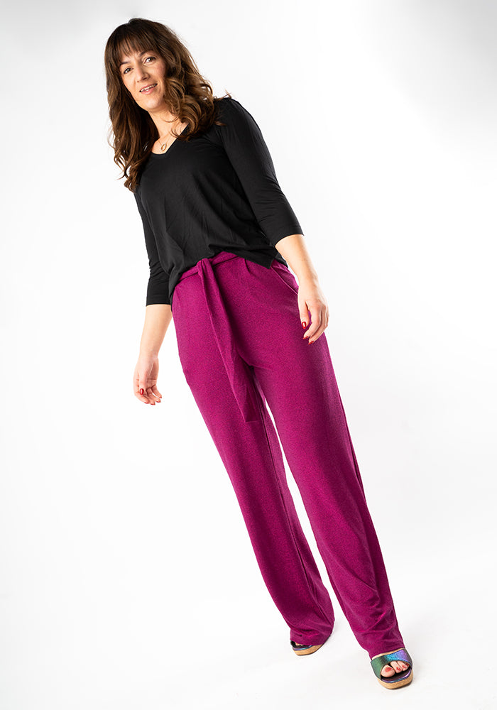 Diamond Magenta Sparkle Wide Leg Trousers