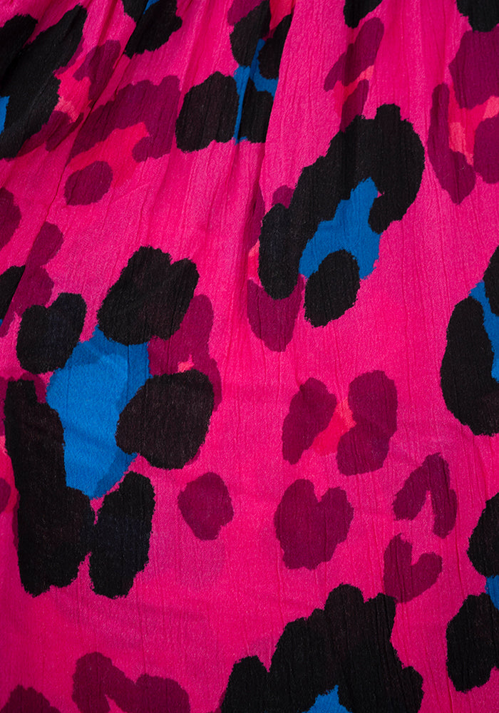 Second angle of Lue Large Scale Pink Animal Print Woven Shorts