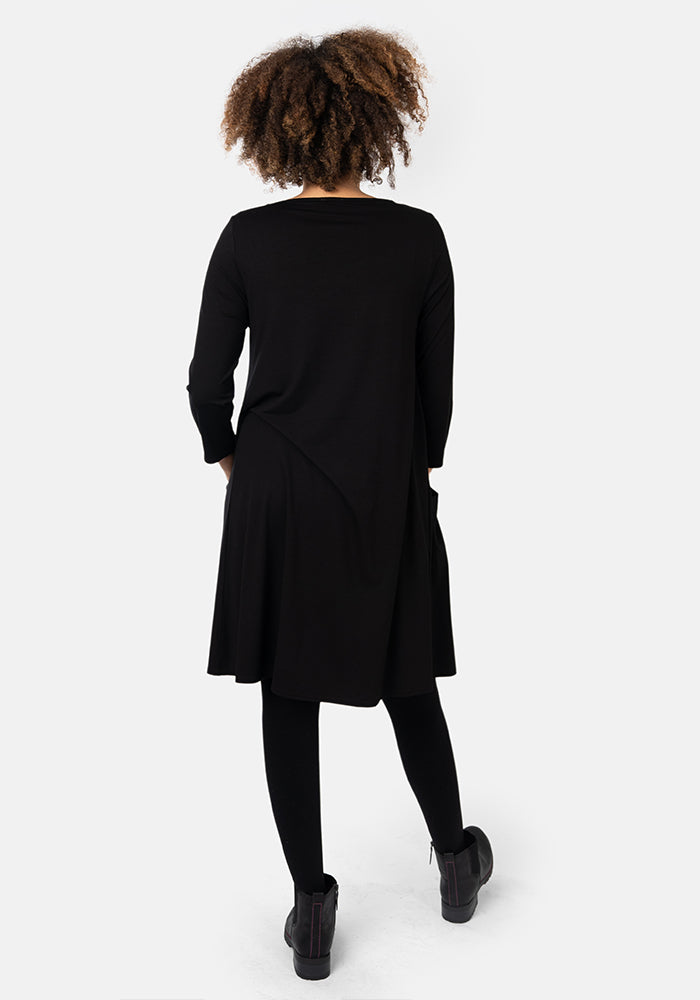 Fourth angle of Pippa Black Viscose A-Line Tunic