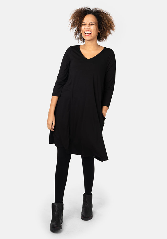 Sixth angle of Pippa Black Viscose A-Line Tunic