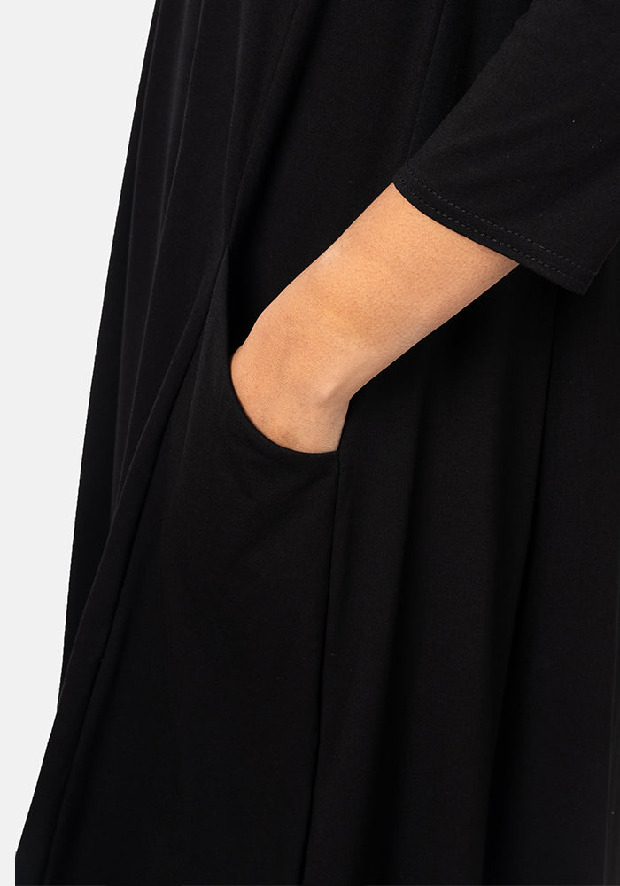 Second angle of Pippa Black Viscose A-Line Tunic