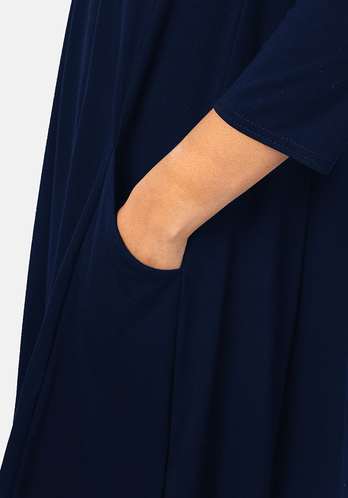 Second angle of Pippa Navy Viscose A-Line Tunic